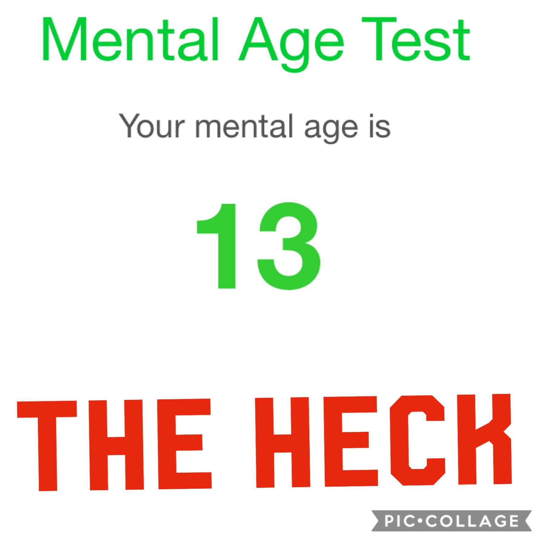 My mental age is 13 THE HECK