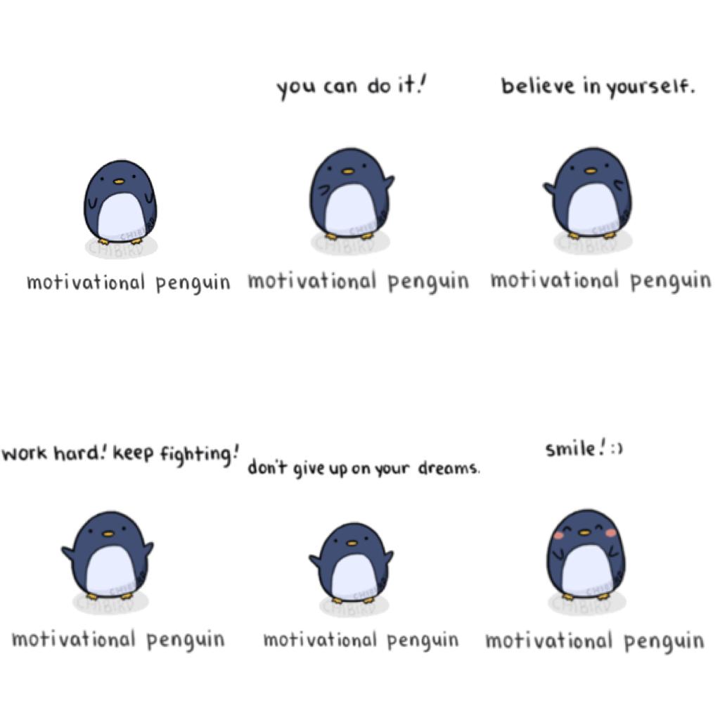 -MOTIVATIONAL PENGUIN 🐧💗💗 (originally a gif but it wouldn't work) YOU should truly try to at least do ALL of these things ‼️😇 just TRY your hardest!!!💌