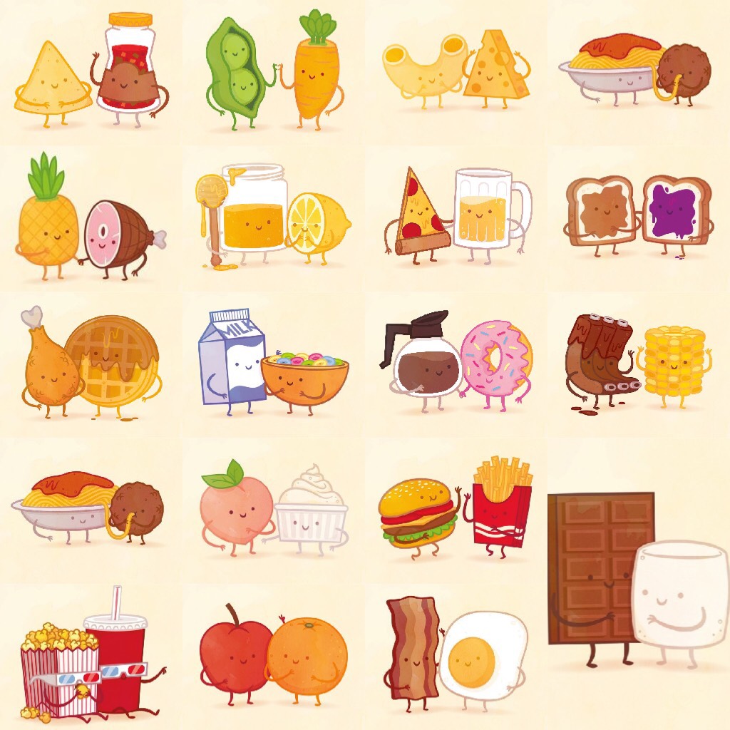 Food pairs this also relates to my last post I thought these food pairs looked  cute sooo... 😊😎