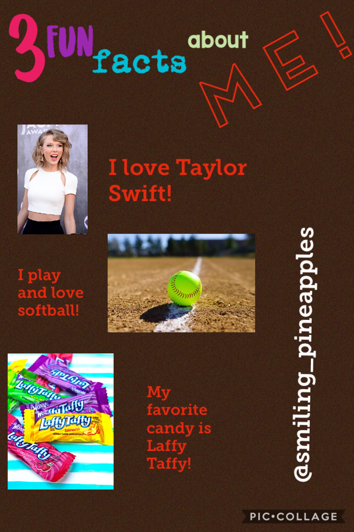 hey! thanks for check out my page! comment if you share any of these facts with me! If you don’t, comment what your favorite candy, your favorite singer, and favorite sport to get a shout out! 

xoxo
smiling_pineapples 🍍🍍