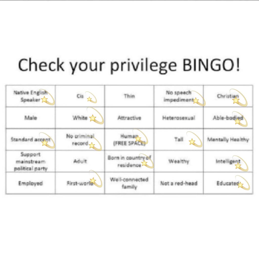 (if you want the blank ask me! :D)
i didn't get bingo but i'm obviously very privileged. 