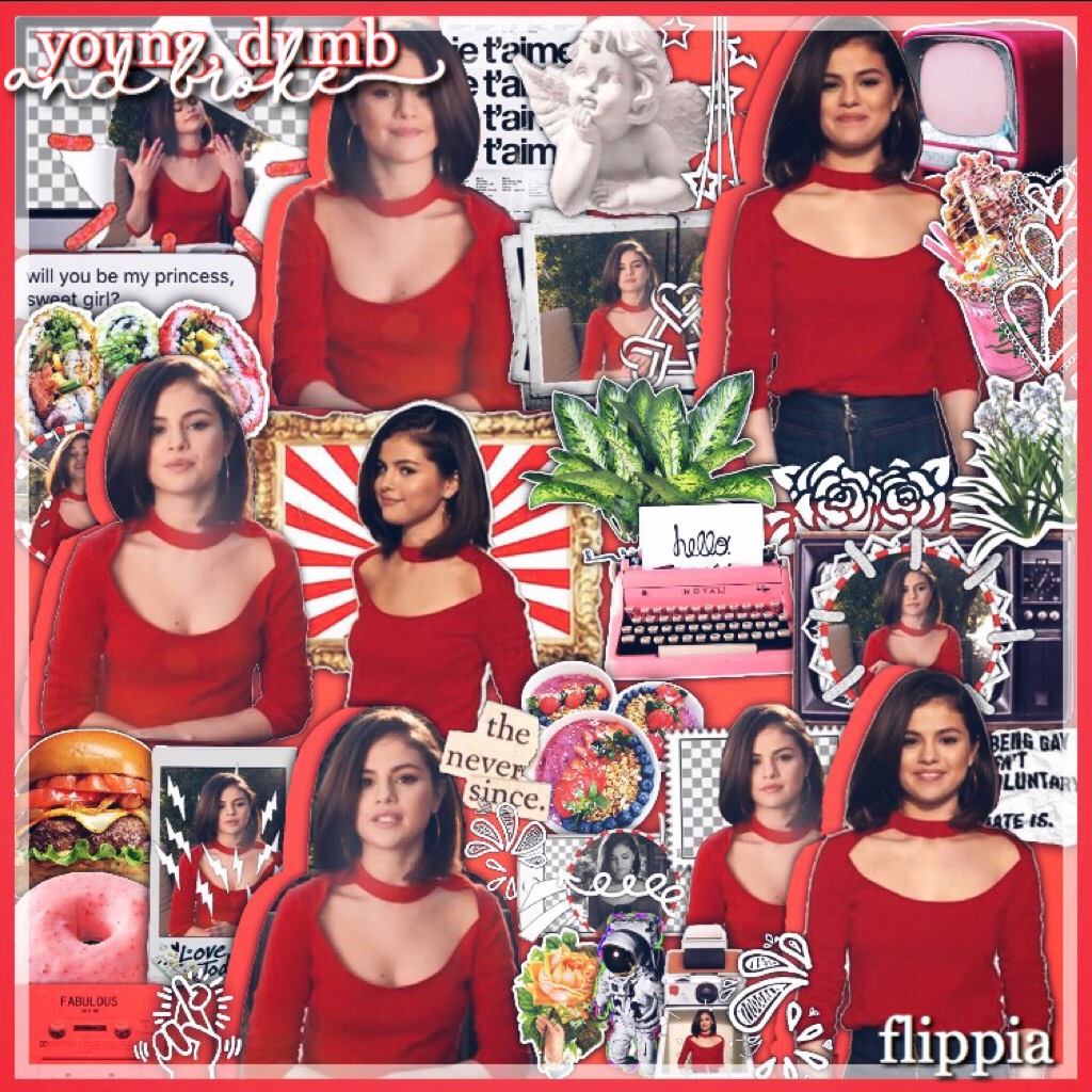 Selena + food + some plants = mediocre old collage by Ava!!