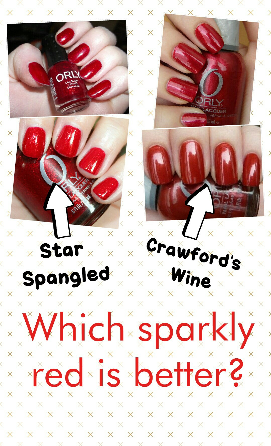 Which sparkly red nail polish is better? 