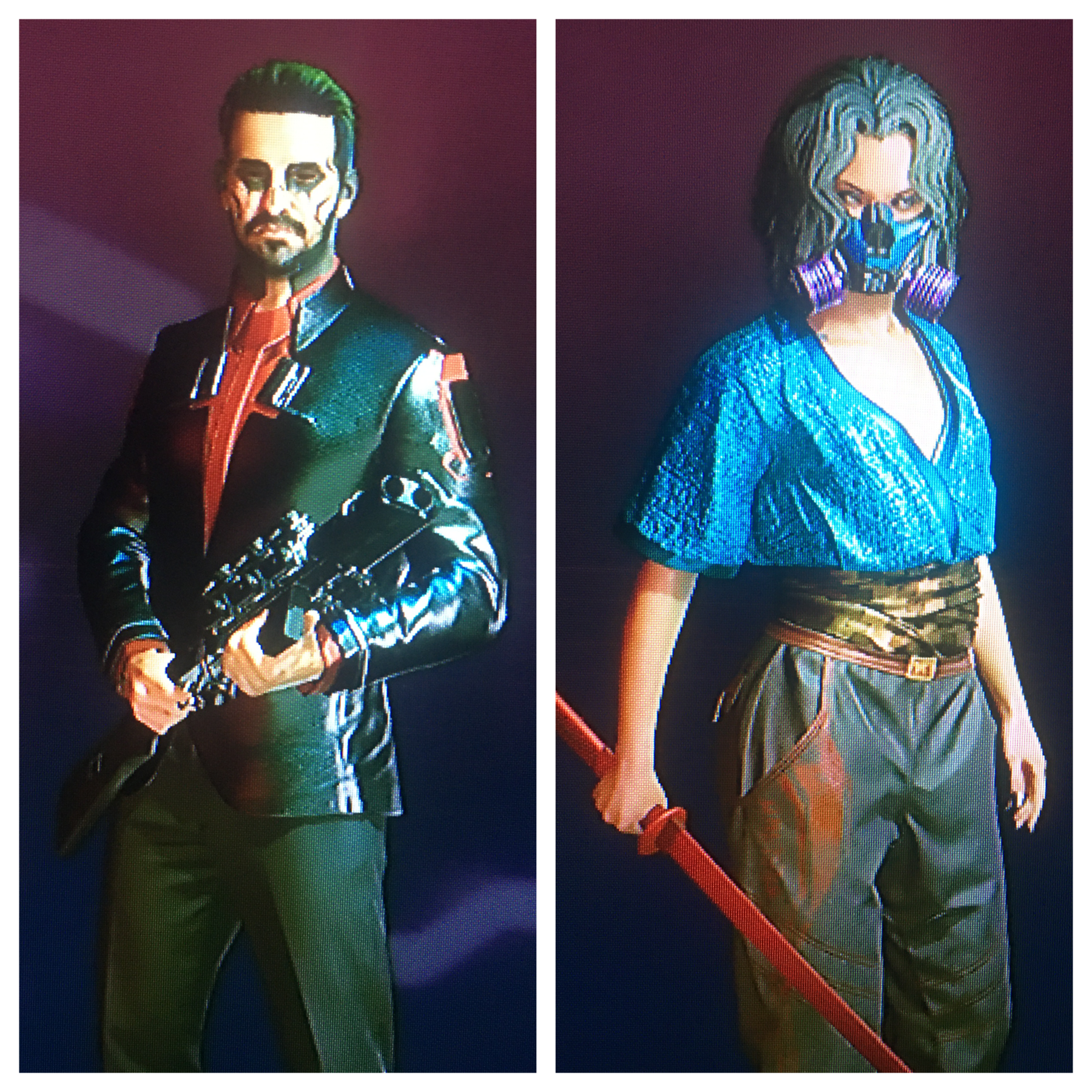 These are my two cyberpunk characters I’m love them ack I do be like if this game a lot 