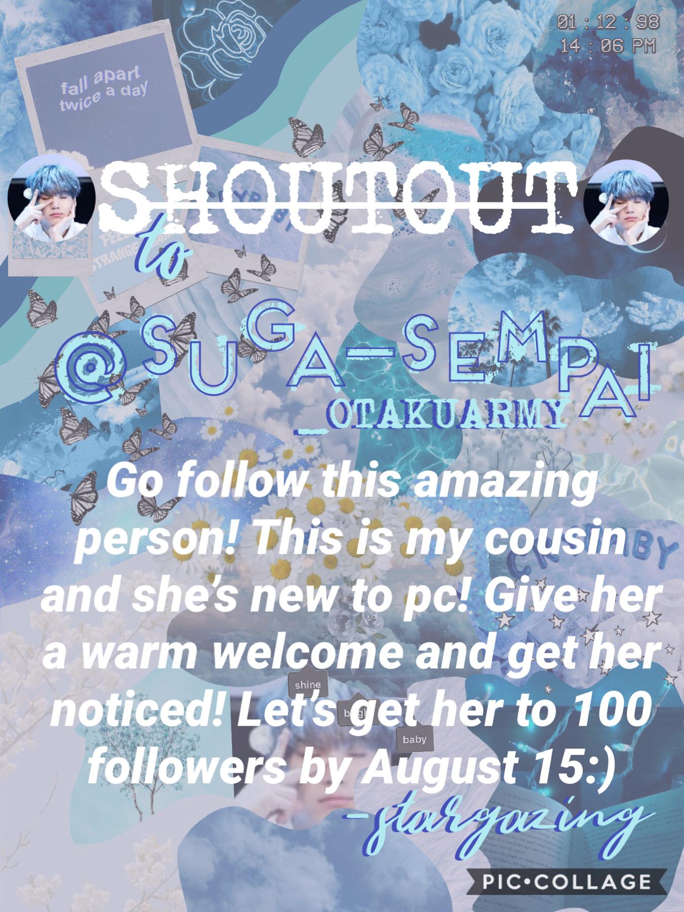 💙t a p💙
If we get her to 100 followers by August 15th, I’ll do another games on my main! And you get to choose what the theme is!🌊