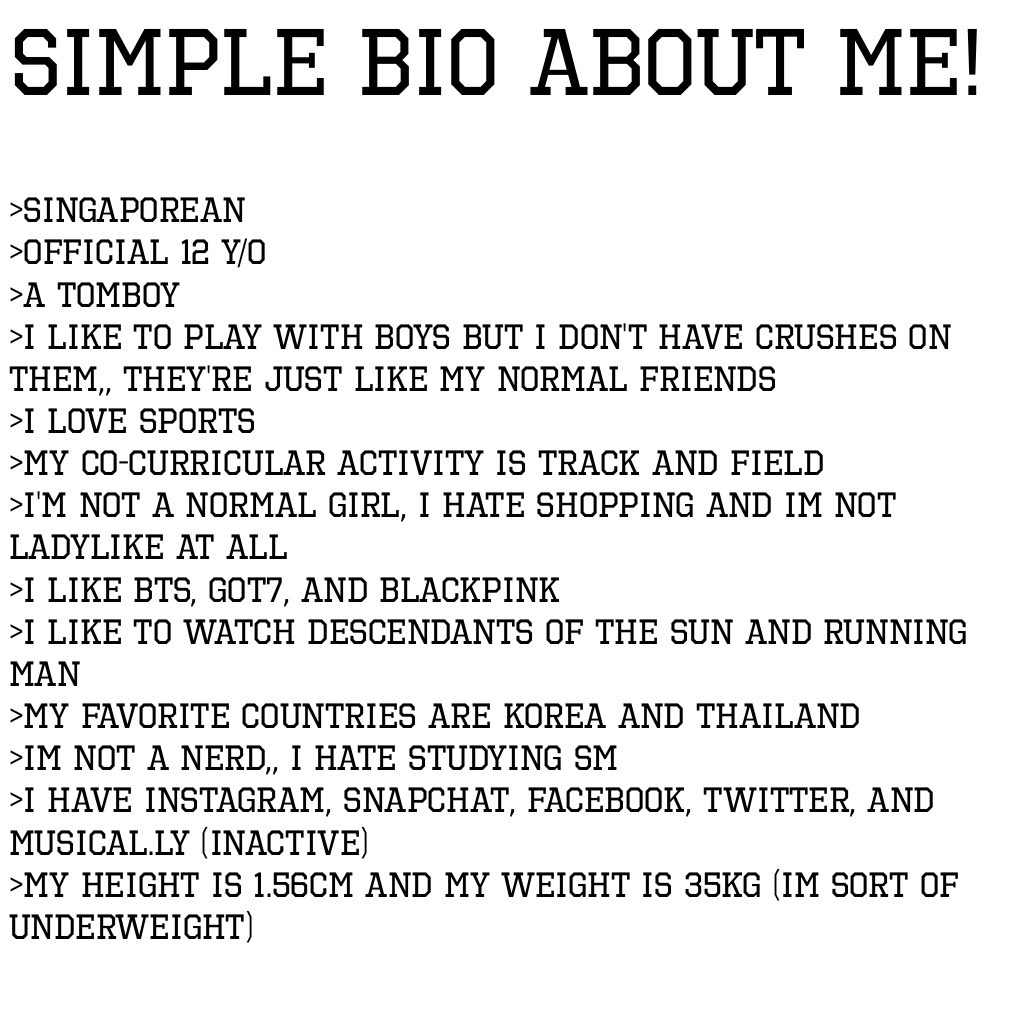 clickyy¡¡
simplee bio about me‼️
i know i'm not rlly a normal girl HAHA😹