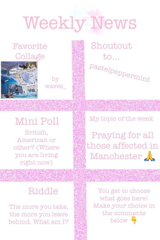 🦄Tap🦄
My first weekly news! Make sure to answer all the questions asked in the comments 