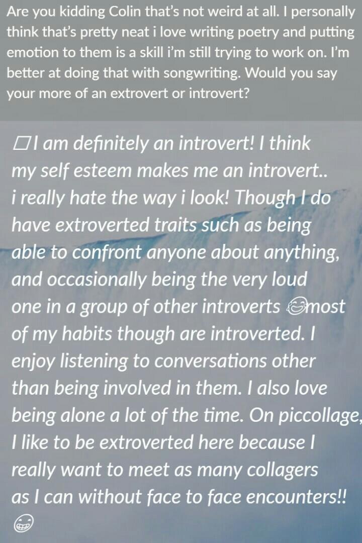 QUESTIONS: Would you say your more of an extrovert or introvert?