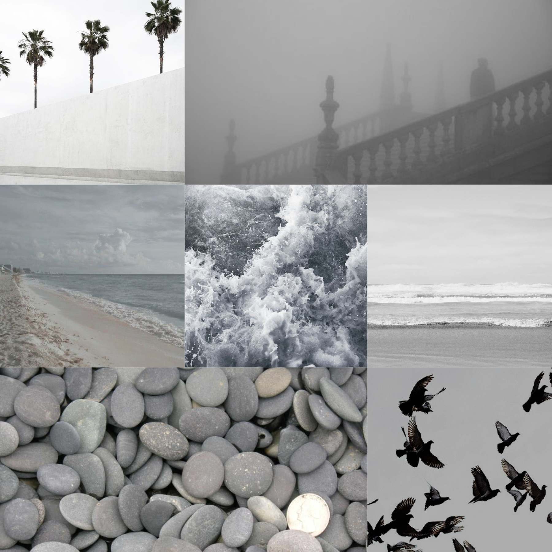 Grey beach moodboard