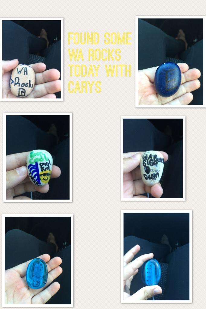 Found some wa rocks today with carys. We went to about three different parks to find them. We got three each, it's not much but I hope we can do it again!😘☺