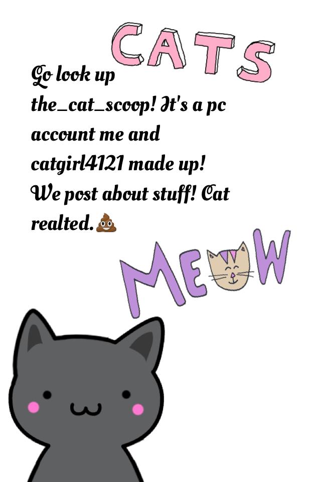 Go look up the_cat_scoop! It's a pc account me and catgirl4121 made up! We post about stuff! Cat realted.💩