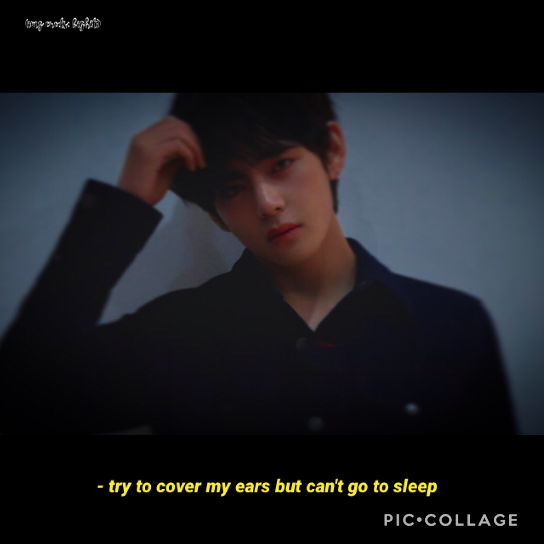 "try to cover my ears but can't go to sleep" -singularity


.genius english lyrics.