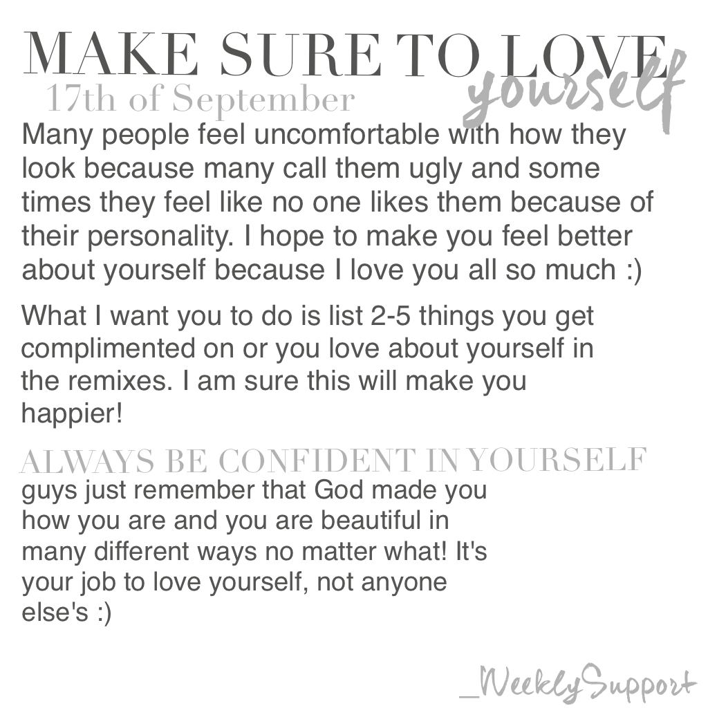 Love yourself! My first 'proper' post! <3