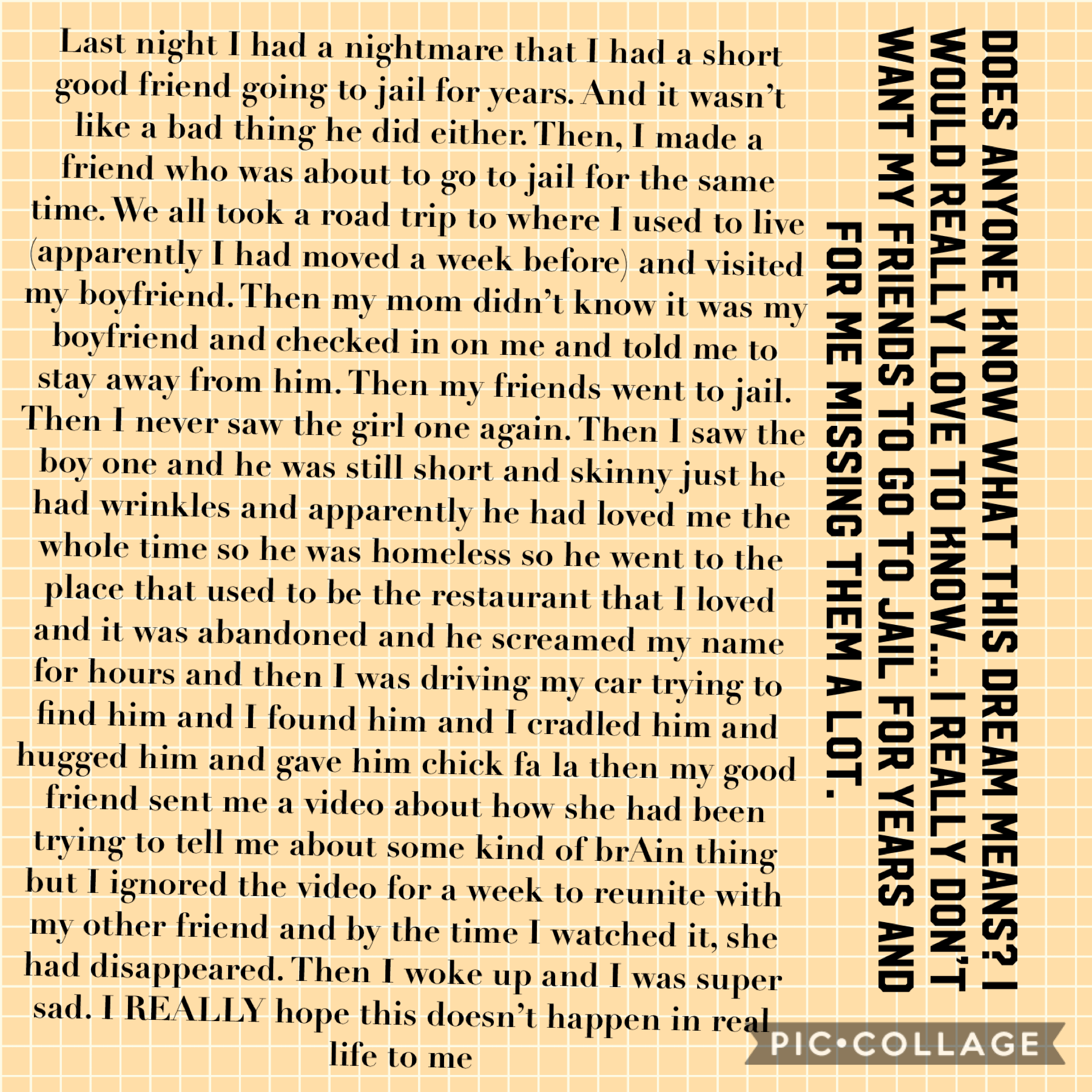 Please help me! I had this nightmare and I really want to know what it means!!!!