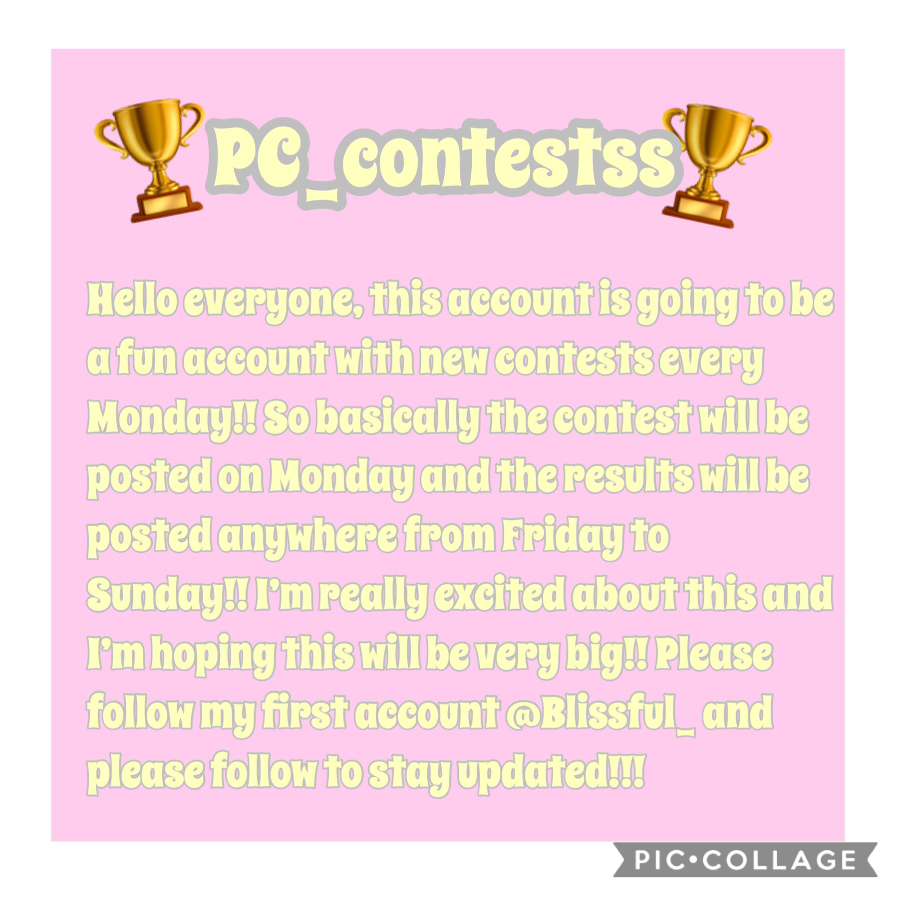 Comment down below contest ideas💓 and follow my main @Blissful_