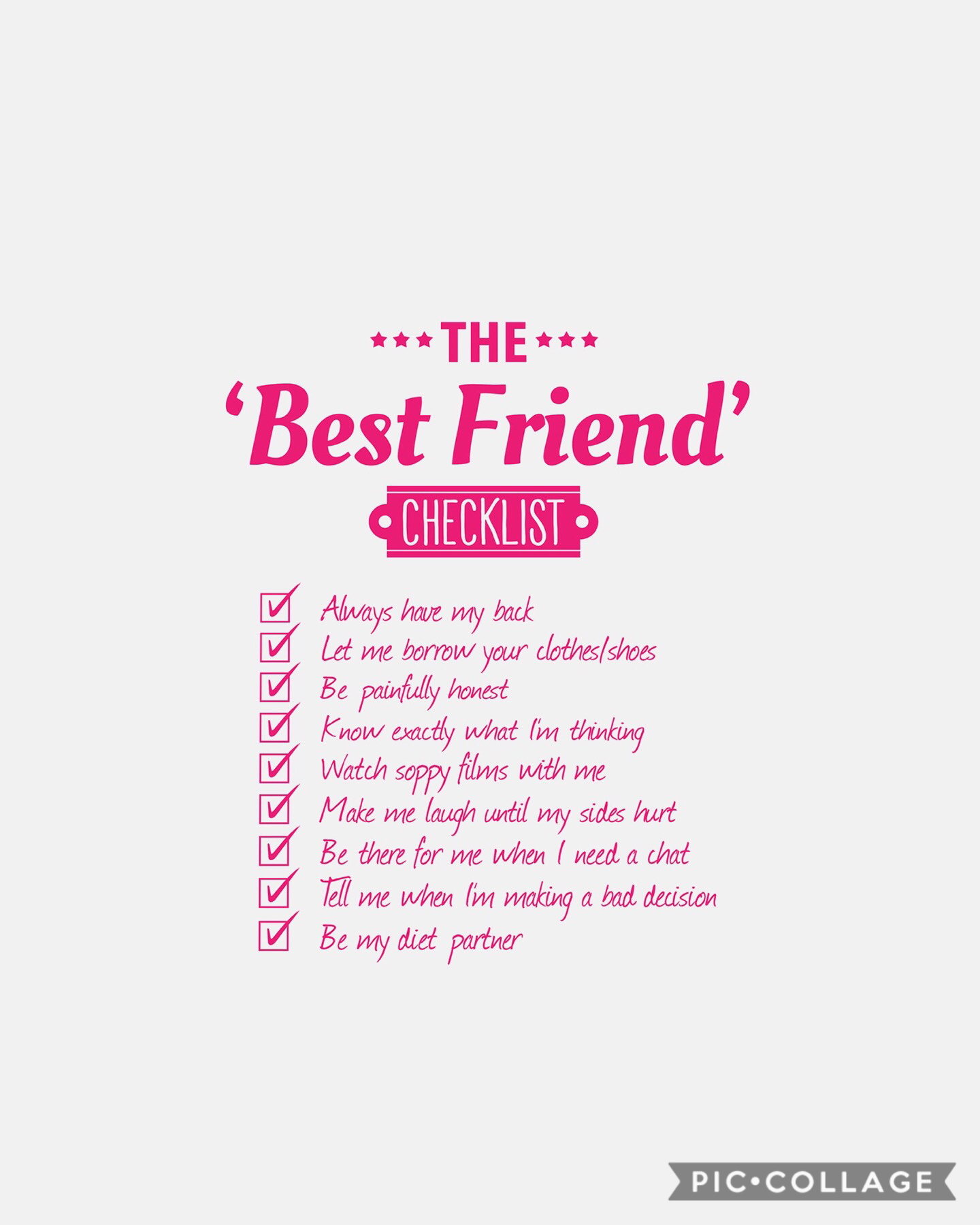 Best friend checklist