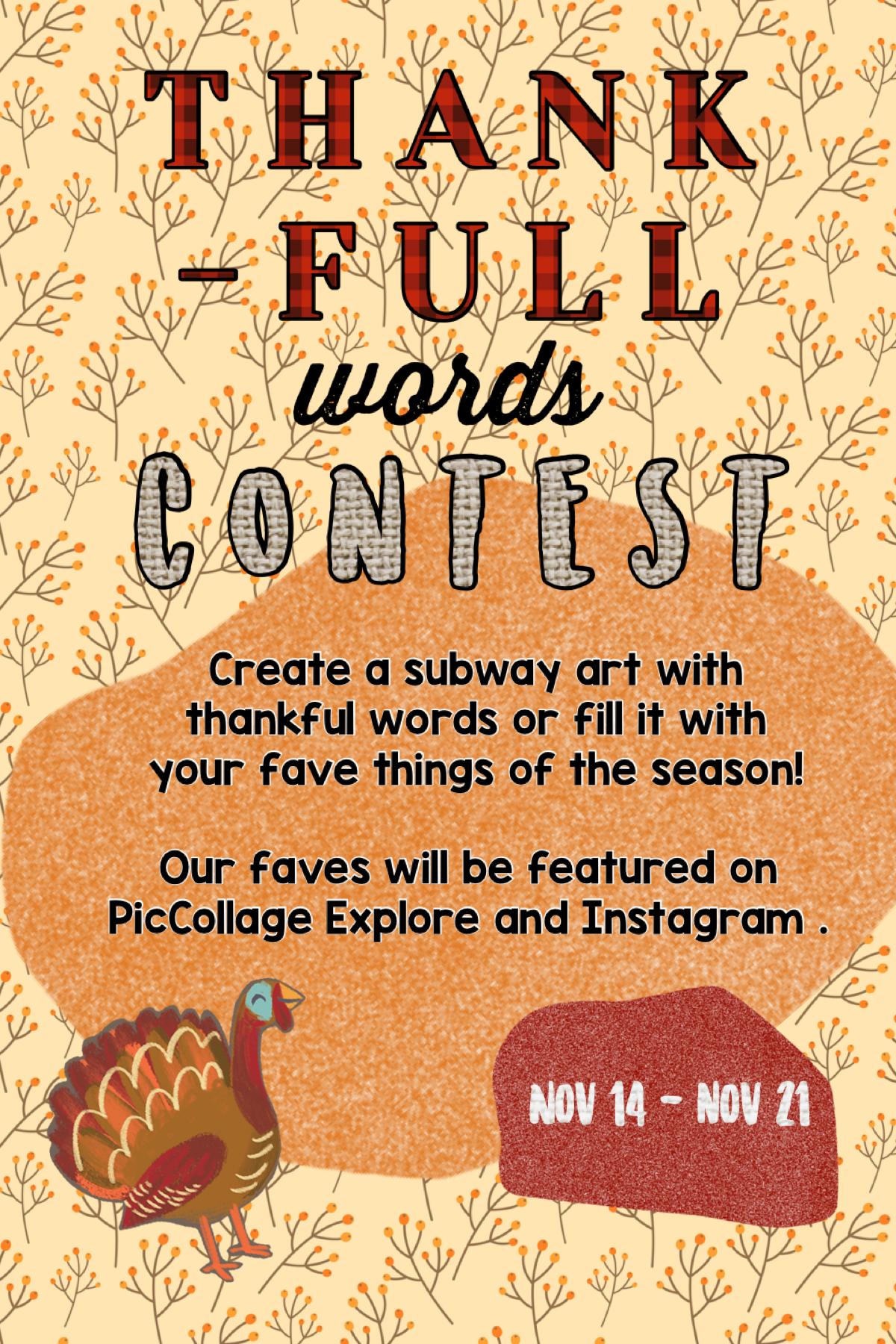 🦃 Thanksgiving contest is live! Deadline is November 21 🍁