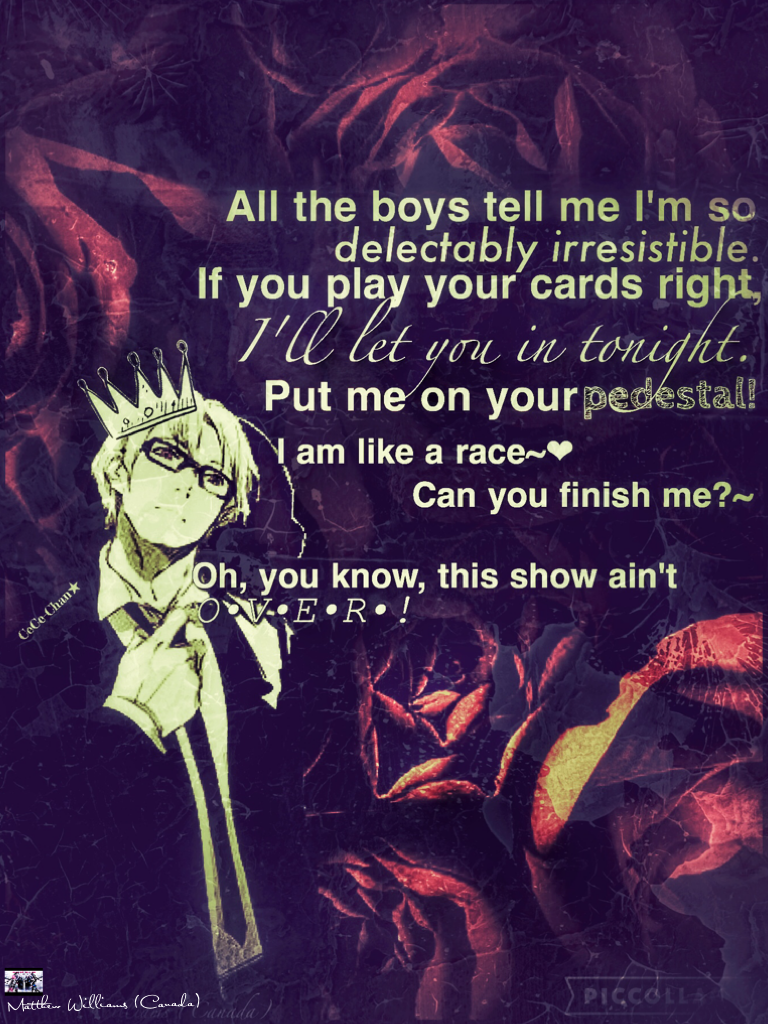 →Tap←
I'm being nice :) 
Editing apps used: PicCollage, Phonto, Perfect Image, Snapseed, Back Eraser.
•INSPIRED BY A FANFIC•
Possibly offended? Know that this is from an anime. All I gotta say.
This took quite some time. Hope you like this edit. 
Lyrics: 