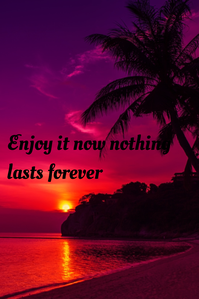 Enjoy it now nothing lasts forever