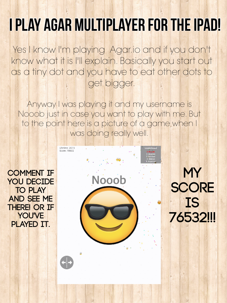 I play agar multiplayer for the iPad!