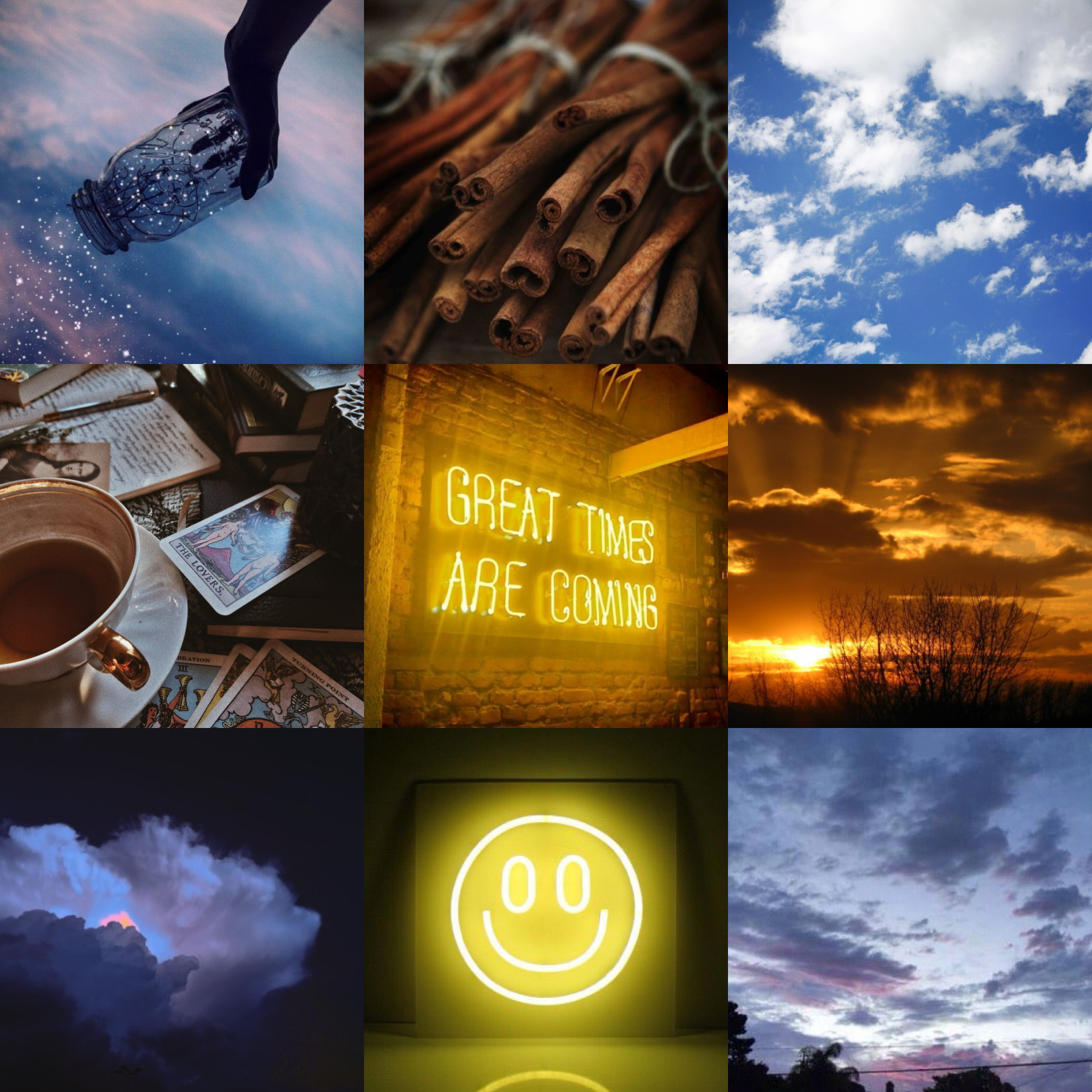 Blue and yellow moodboard 