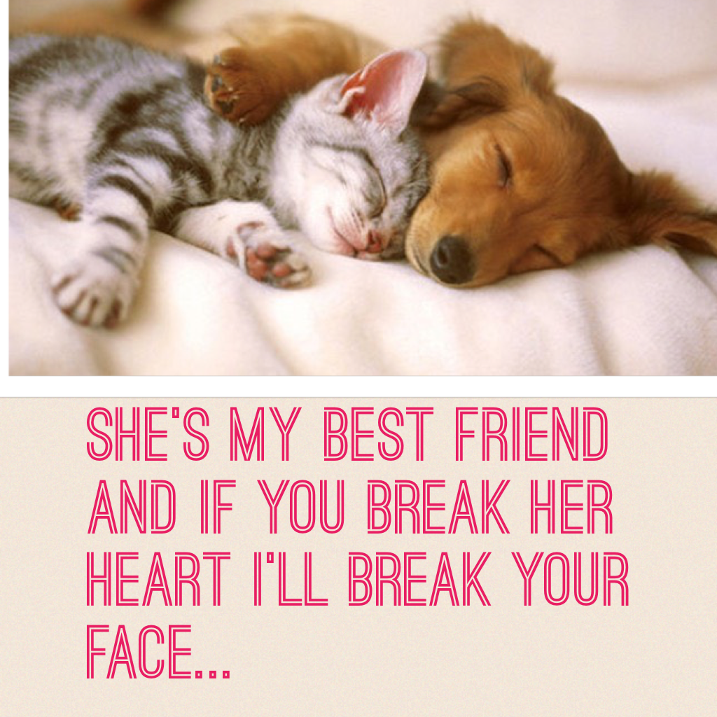 She's my best friend and if you break her heart I'll break your face...