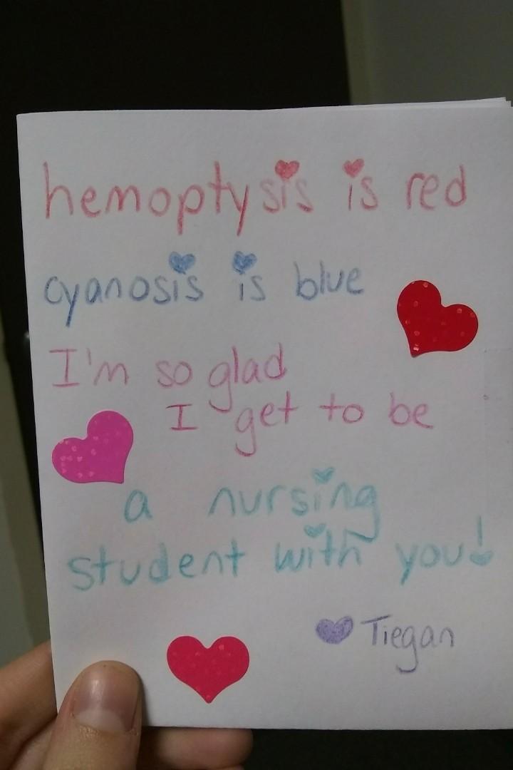 am I the best roommate or what?

hemoptysis = coughing up blood
cyanosis = turning blue from lack of oxygen
