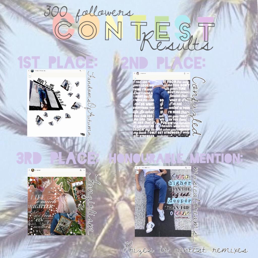 ✨CONTEST RESULTS!!✨ TAP IMPORTANT ✨
I will comment you your prizes and give them to you! 
Honourable mention gets a spam!
Thank you EVERYONE who participated! Tell me if you would like another contest!