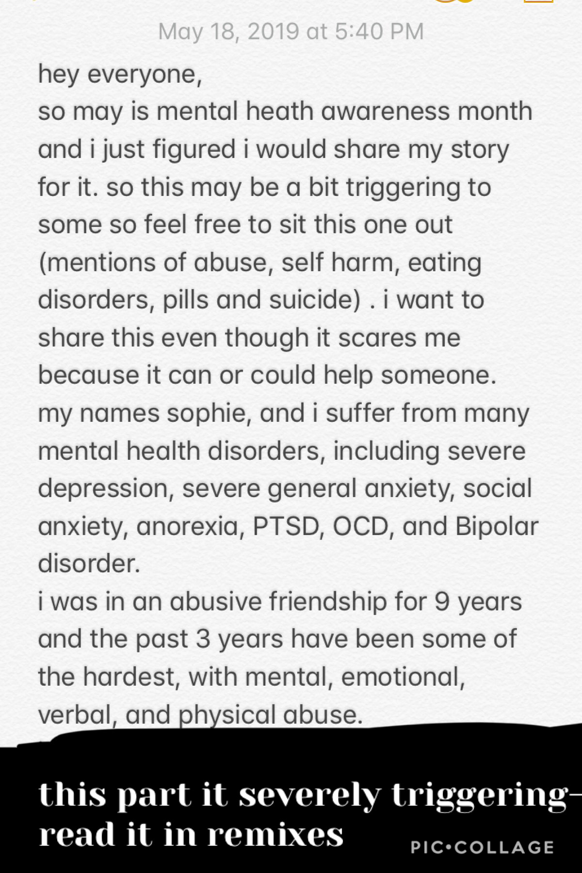 please feel free to talk about anything to me, 

if you need to text someone or call someone i will be here 

my number is +13179108850, please don’t abuse this please please please. my story continued in the remixes