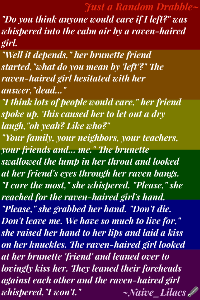 Just a random one-shot for Pride Month🏳️‍🌈 I'm a supporter❤️Constructive criticism is always welcomed🌸Summer is just within reach🌴Any plans for summer?🤔