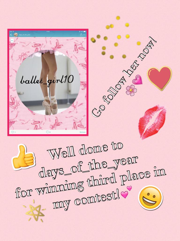 Well done to days_of_the_year
for winning third place in my contest!💕 GO FOLLOW HER!