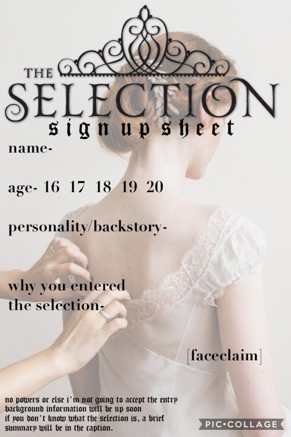 The Selection: A group of impoverished girls compete for a chance to live amongst the wealthy, where a rebellion is brewing. For thirty-five girls, the Selection is the chance of a lifetime. The opportunity to escape the life laid out for them since birth