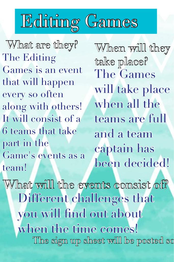 I hope you take part in the Editing Games!