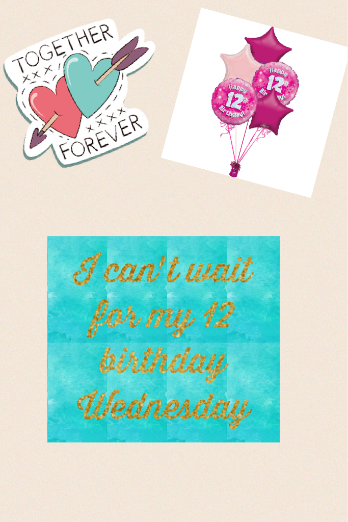 I can't wait for my 12 birthday Wednesday yay 
