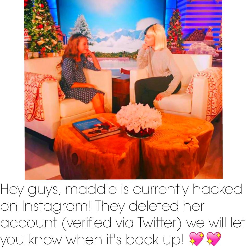Hey guys, maddie is currently hacked on Instagram! They deleted her account (verified via Twitter) we will let you know when it's back up! 💖💖