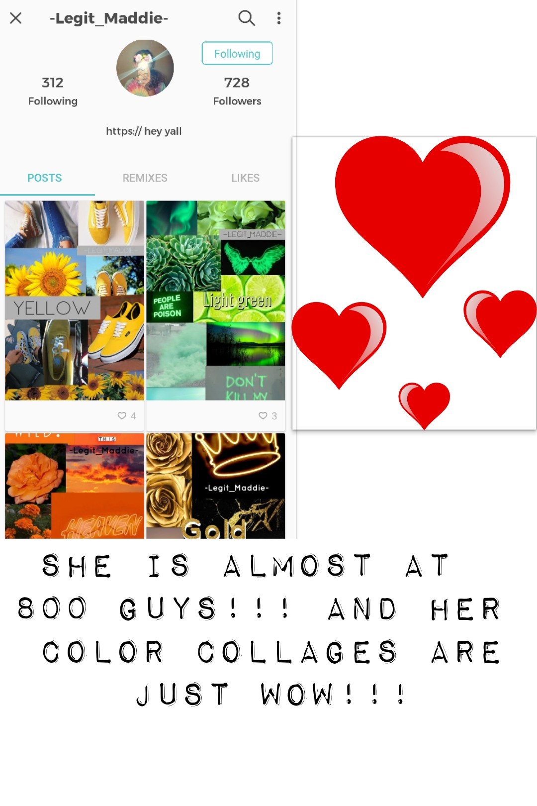 She is almost at 800 guys!!! And her color collages are just WOW!!!