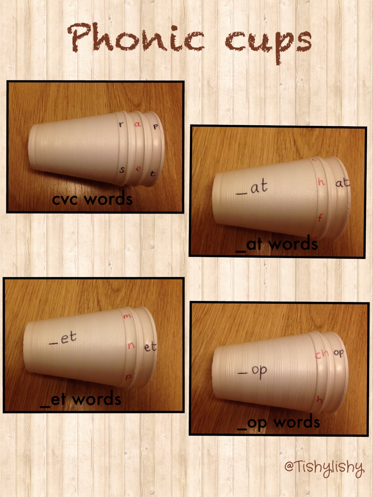 Phonic cups for the challenge table