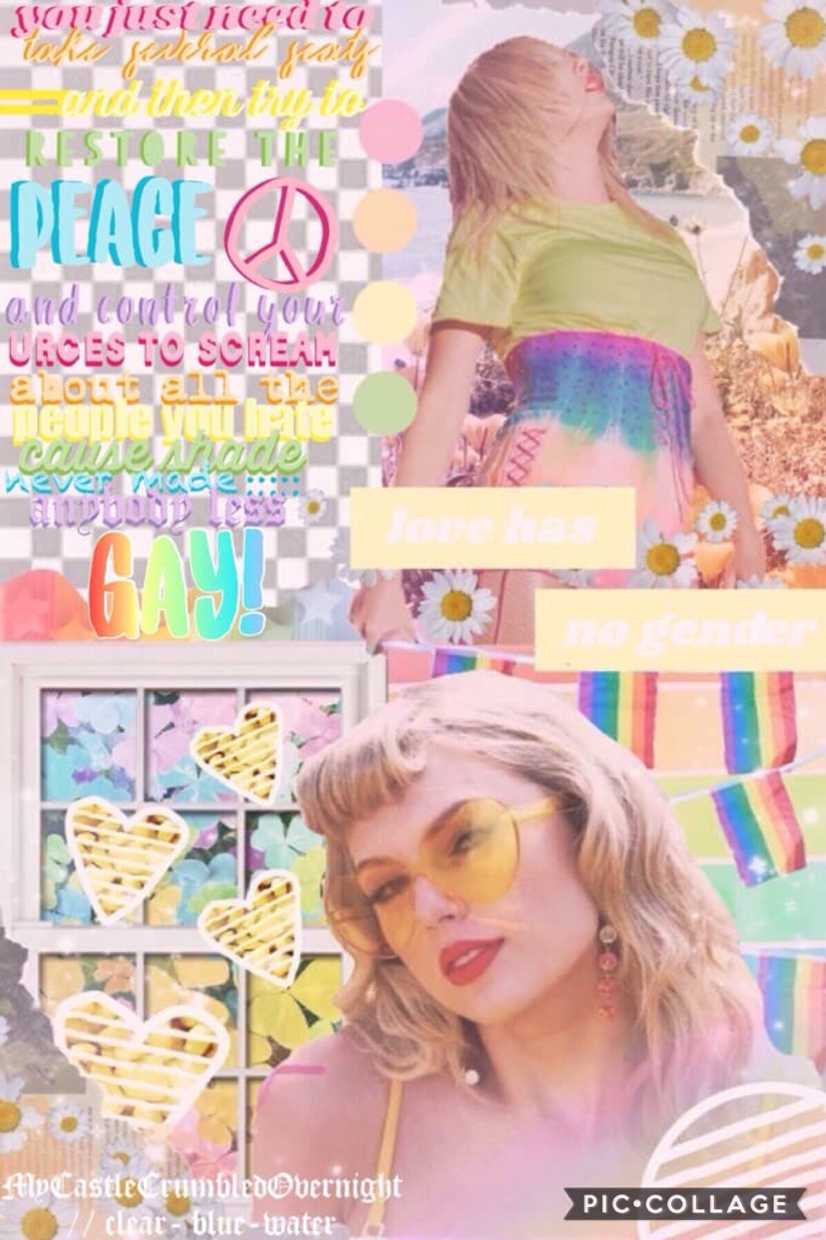 🌈T A P🌈
Happy Pride Month! This is a collab with the fabulous MyCastleCrumbledOvernight who did the incredible text!
QOTD: What was you favorite outfit of the You Need To Calm Down MV?
AOTD: The happy meal or the yellow swimsuit 