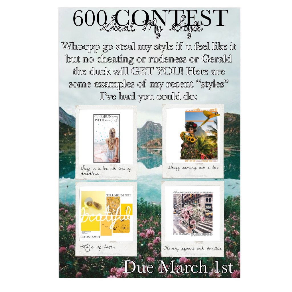 600 CONTEST whoopppp prizes available for peoplessssss yay