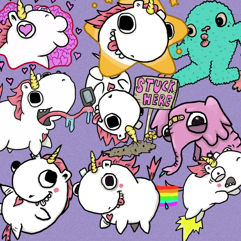 Yet another chubbles the unicorn collage 🦄🦄🦄🦄