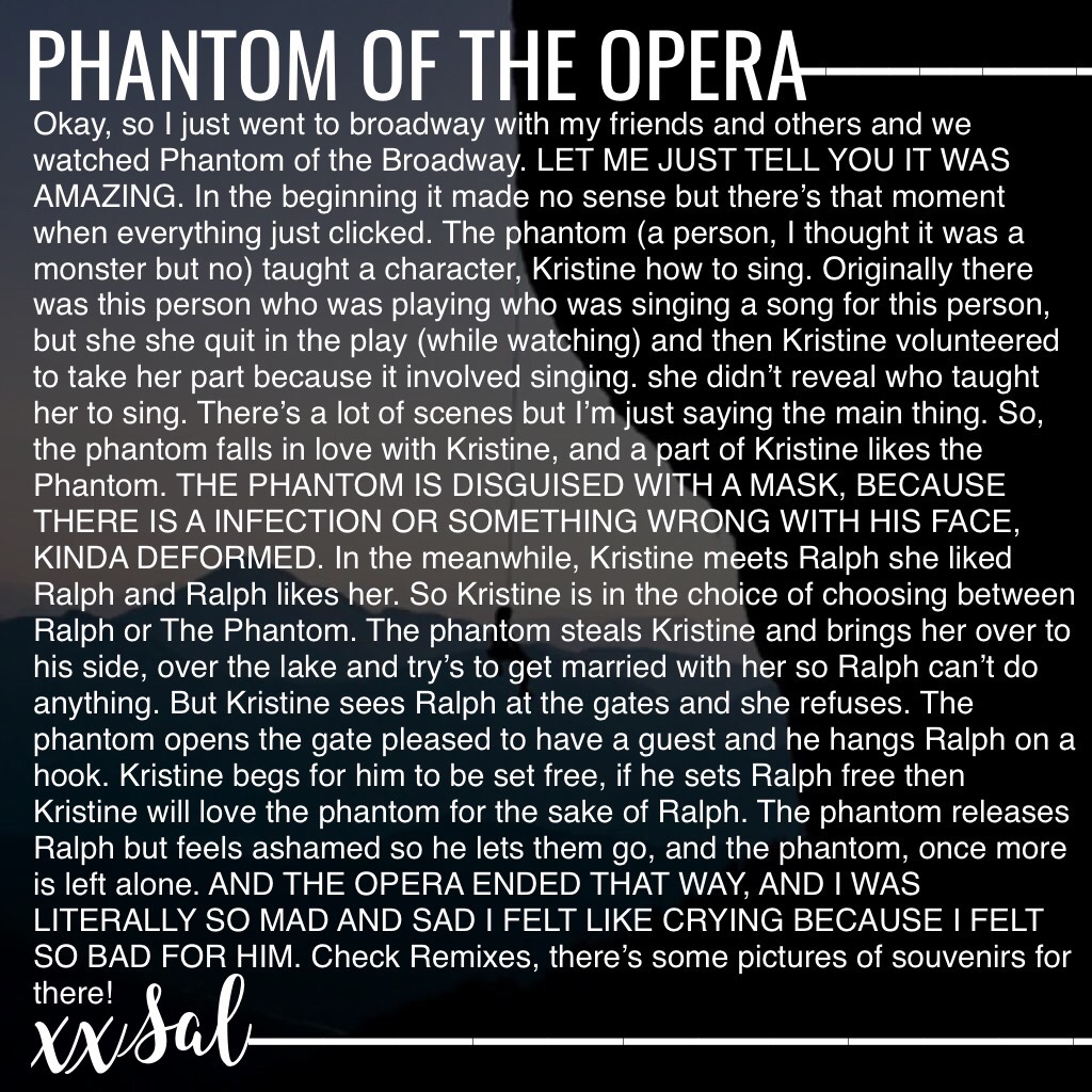 🌿CHECK REMIXES🌿 I LOVED PHANTOM OF THE OPERA SM 💖I LITERALLY WAS GONNA CRY IT WAS SO SAD, THE EFFECTS WERE SO AWESOME THERE WAS FLAMES🔥
#NUU
#GOODPLAY
#IFEELSAD
#PHANTOMNOO
#HEWASBAD
#BAUI
