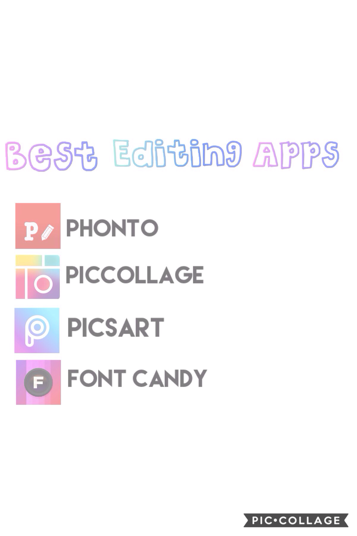 • tap •
Hope this helps. Personally, I don't use these apps to make my collages except for pic collage, but I use them for other things and they're amazing
