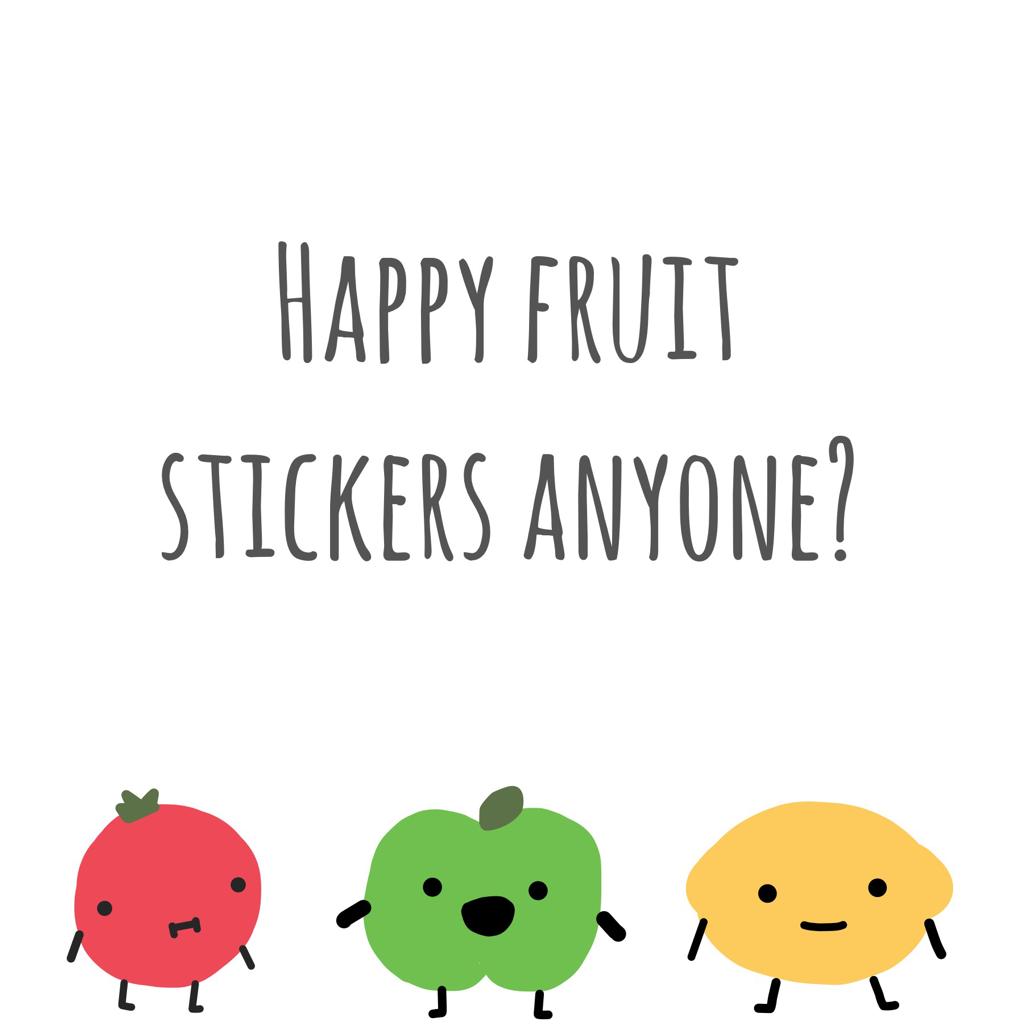 Happy fruit stickers! 🍎 🍋 🍅 
Should I do more things like this?