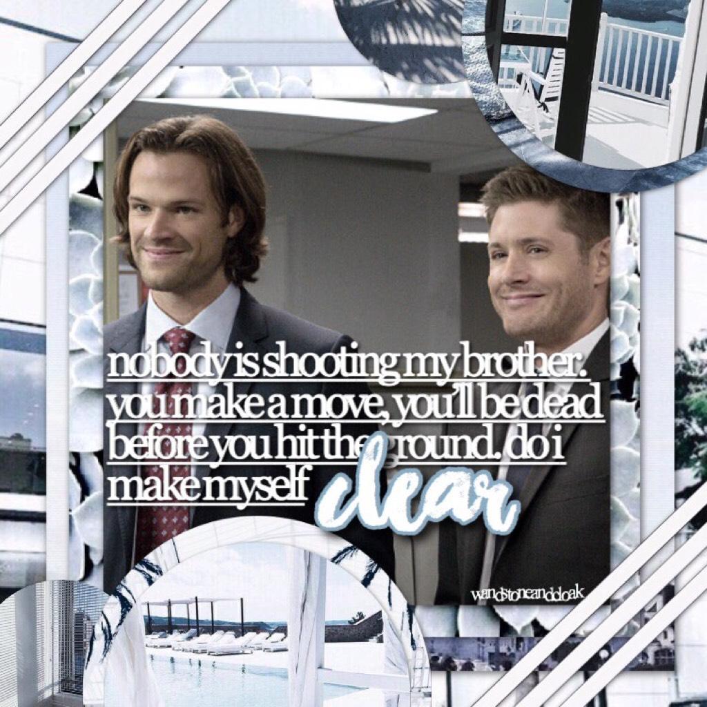 🌟click!:🌟
as highly requested, a spn edit!! love this show! my blackbelt test went well (tho i got kicked in the face) im so happy! 👏💓 its finally spring break!! 🌸🍃 
q//sam or dean
a//dean!