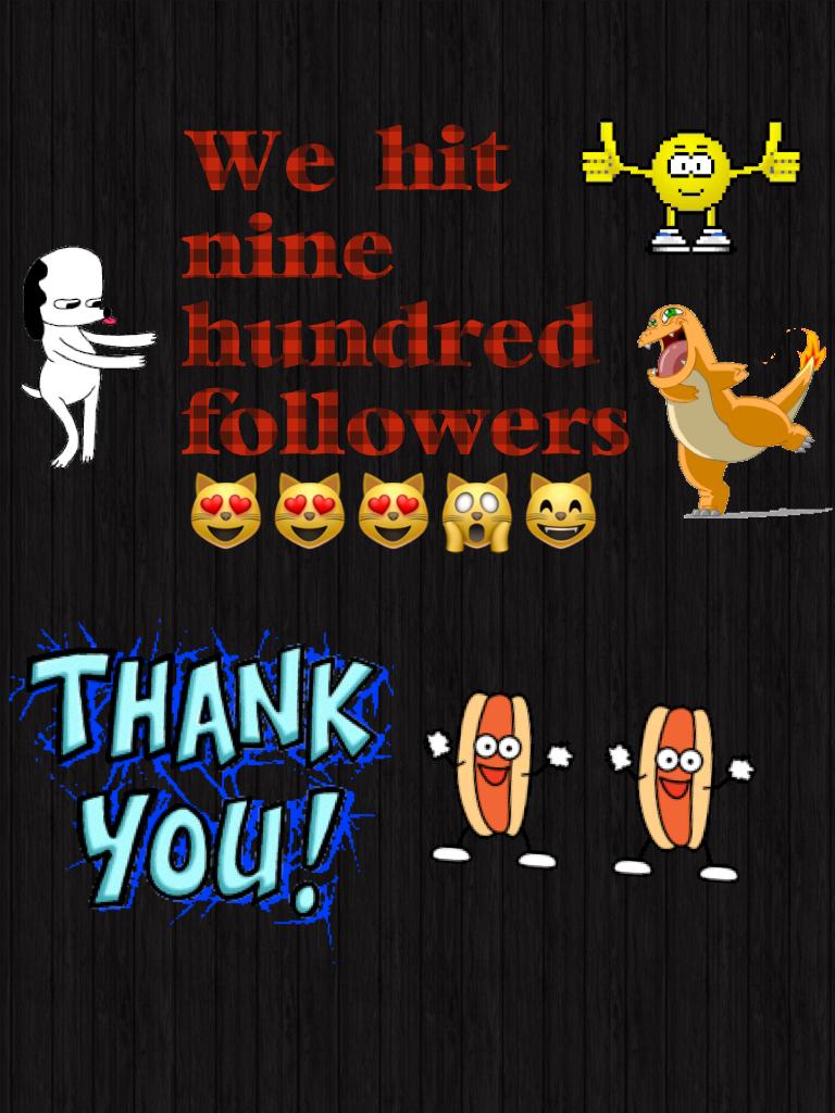 We hit nine hundred followers!!!!!!!!😻😻😻🙀😸