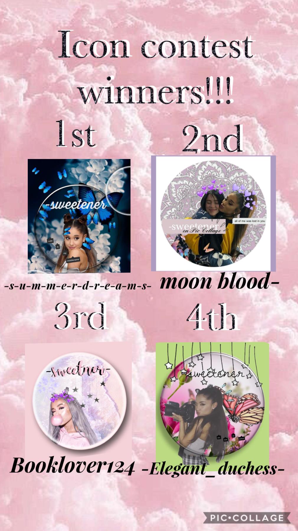 💞tap💞
Icon contest winners! Sorry that the results were out late 