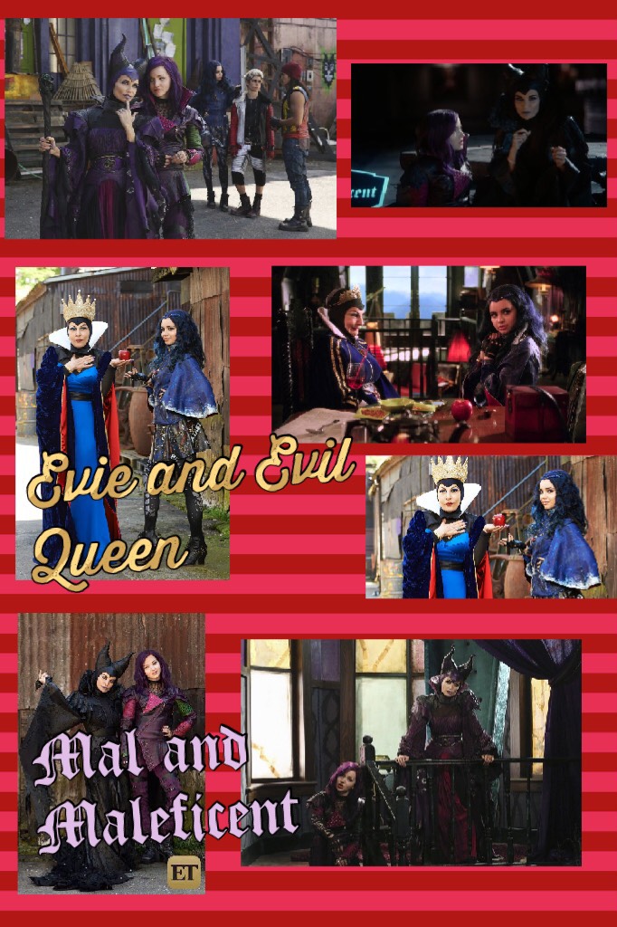 Mal and Maleficent and Evie and Evil Queen collage descendants by Mal46 