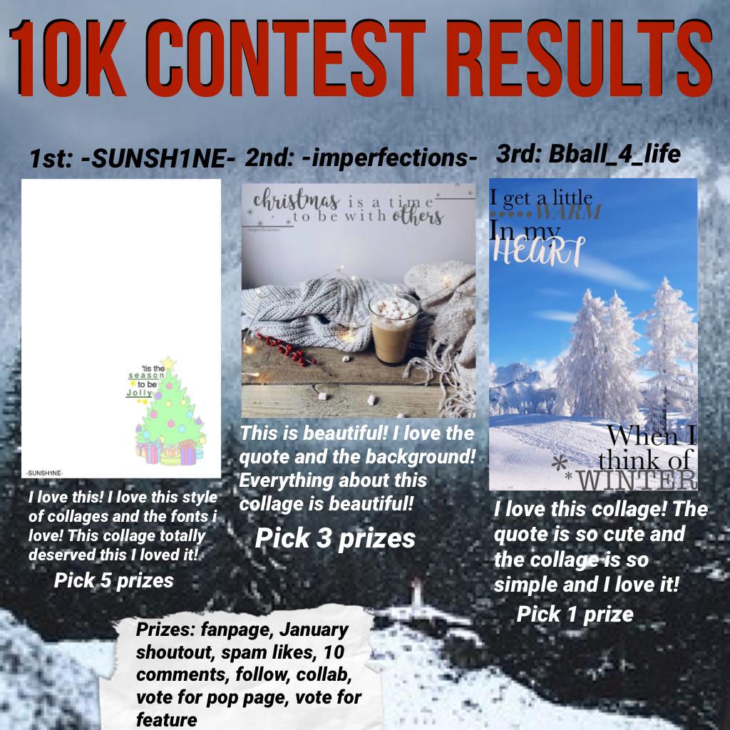 10k Contest Results! Congrats everyone! 