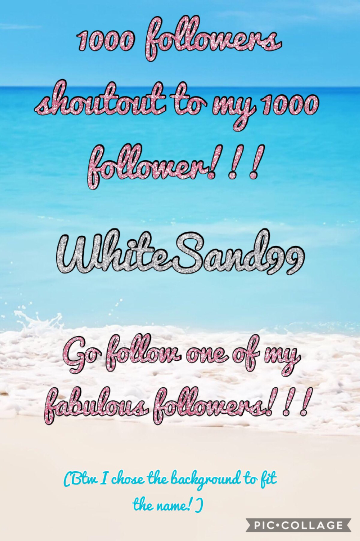 OHHHHH MYYYY GOOOOOOD!!!!
1000 followers!!???!!! I never thought I’d get this far! One minute I’m on 13 followers the next I’m on 1000! Thanks so much to everyone and go follow WhiteSand99! X