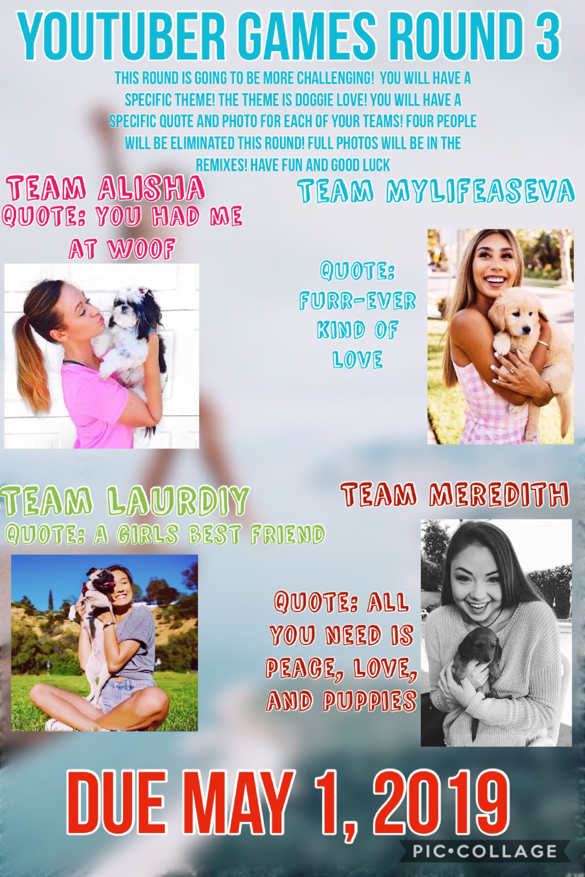 YouTuber Games Round 3! Good Luck! Full photo will be in the remixes! DUE MAY 1!💓🌟